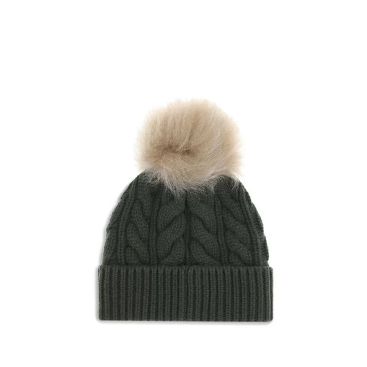 Moncler Grenoble muts in zwart wol-kasjmiermix met pompon en logo - MARANOS