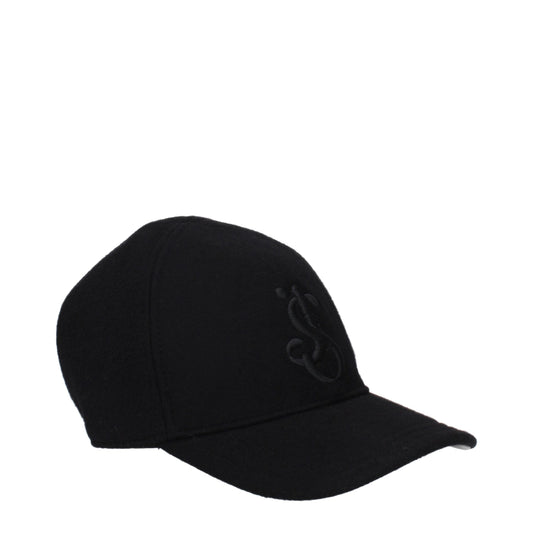Jil Sander Black Cashmere Caps (Baseball Hat) - MARANOS