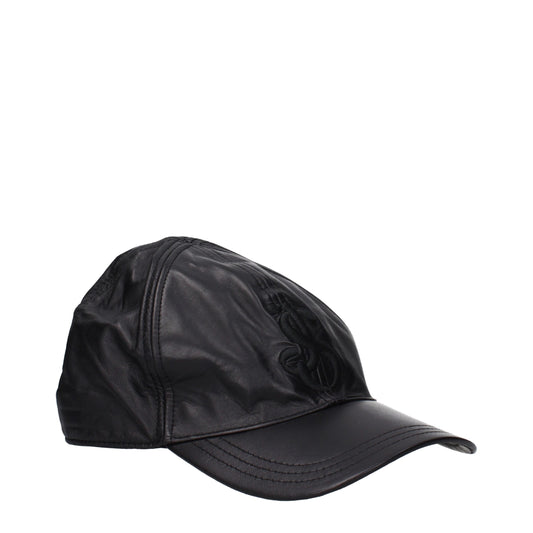 Jil Sander Black Leather Caps (Baseball Hat) - MARANOS