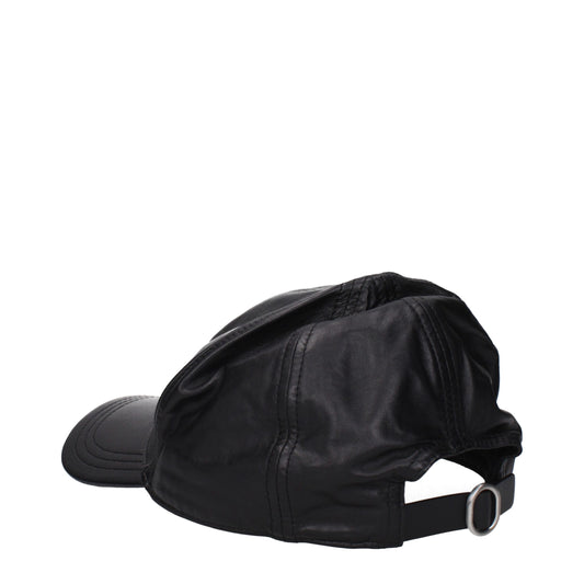Jil Sander Black Leather Caps (Baseball Hat) - MARANOS