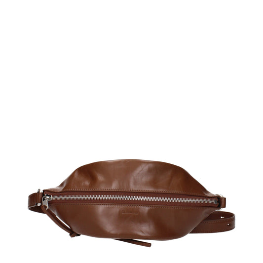 Jil Sander Bruine Leren Crossbody Tas Jil Sander