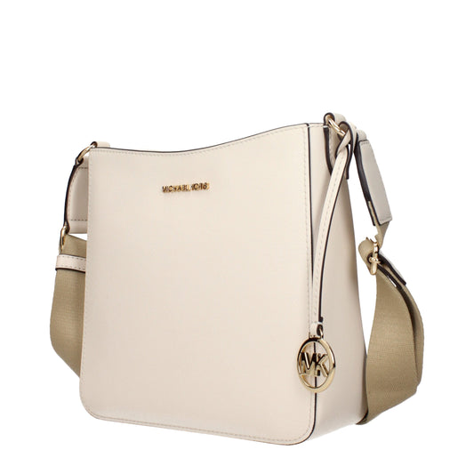 Michael Kors Beige Leren Schoudertas Michael Kors