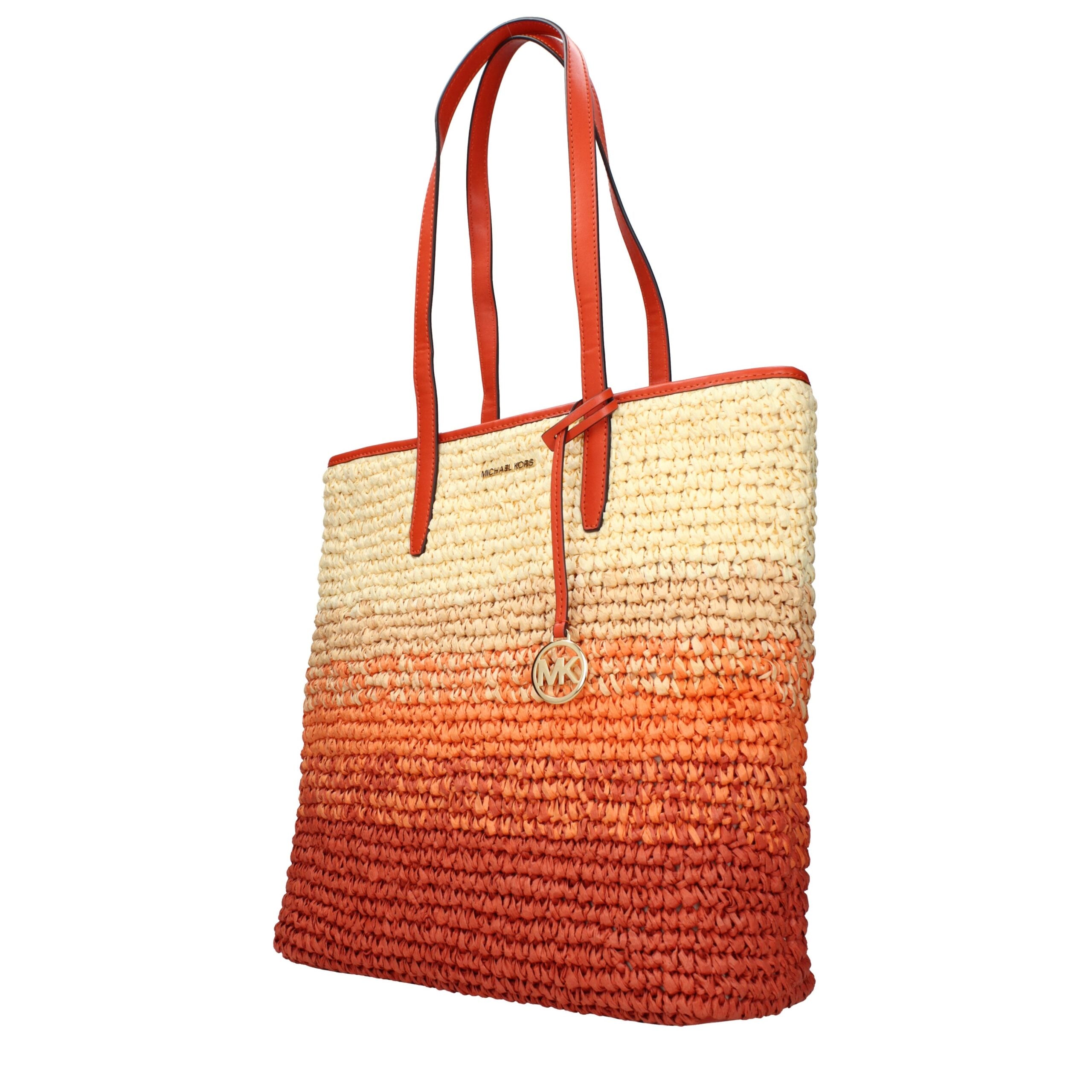 Michael Kors orange raffia shoulder bag