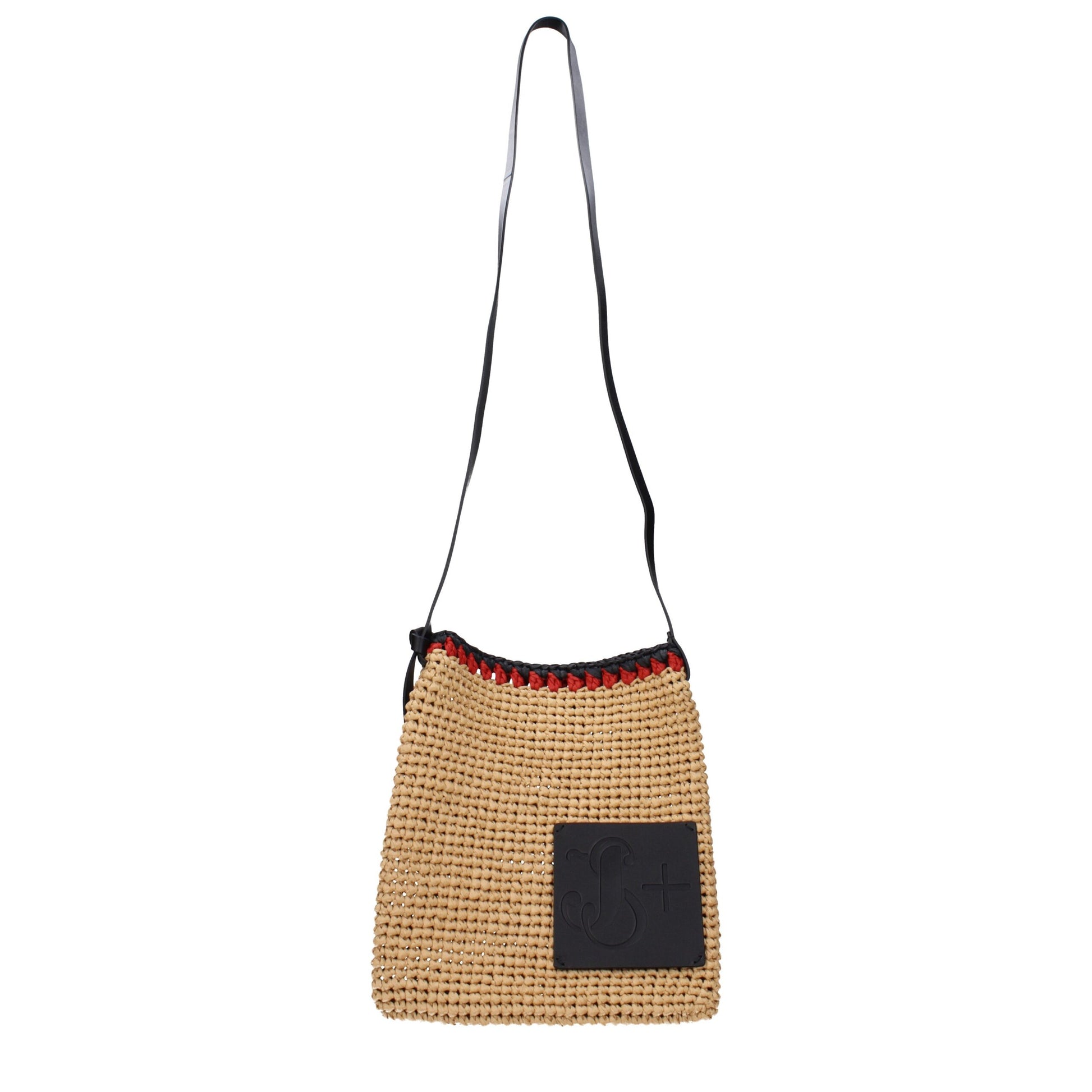 Jil Sander beige raffia crossbody tas Jil Sander