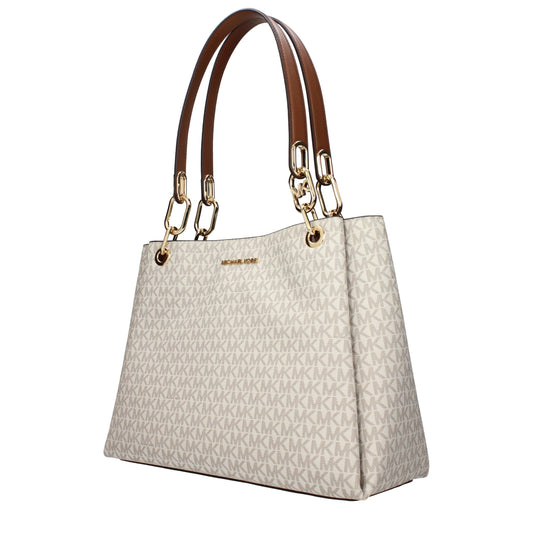 Michael Kors beige stoffen schoudertas Michael Kors