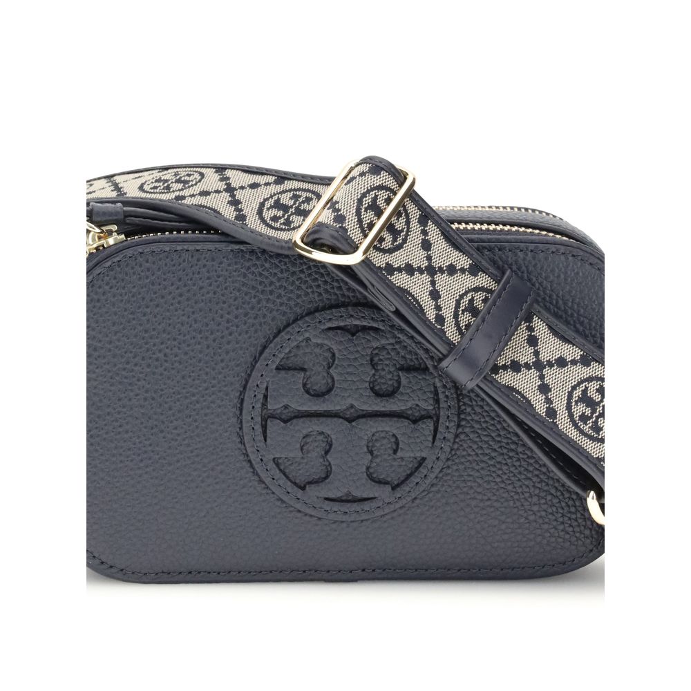 Tory Burch Mini Miller crossbodytas in zwart pebble leer Tory Burch