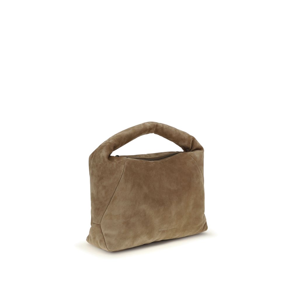 Brunello Cucinelli schoudertas in beige suède kalfsleer Brunello Cucinelli