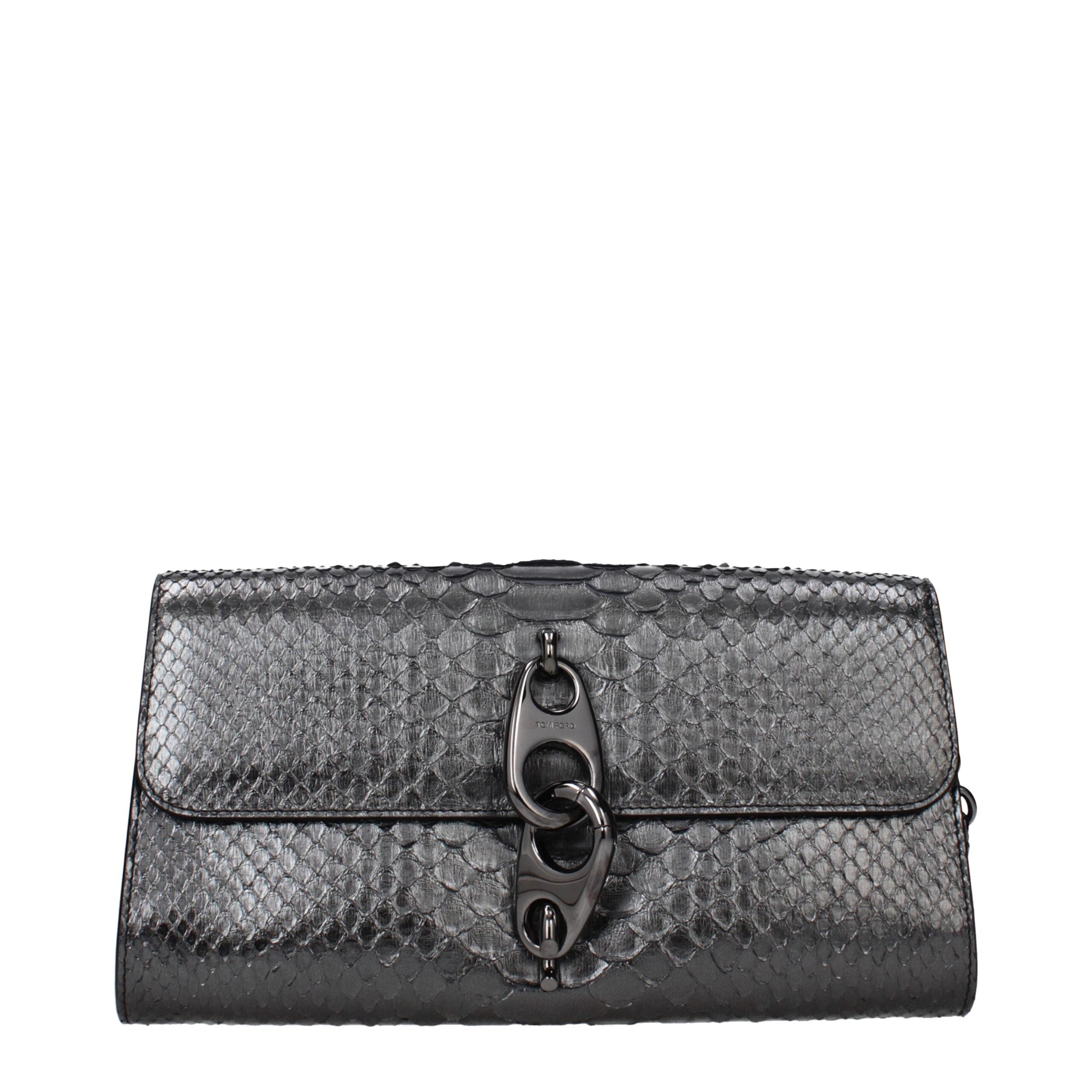 Tom Ford clutch in zilverkleurig pythonleer
