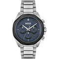 Hugo Boss herenhorloge in grijs roestvrij staal met blauwe wijzerplaat Hugo Boss
