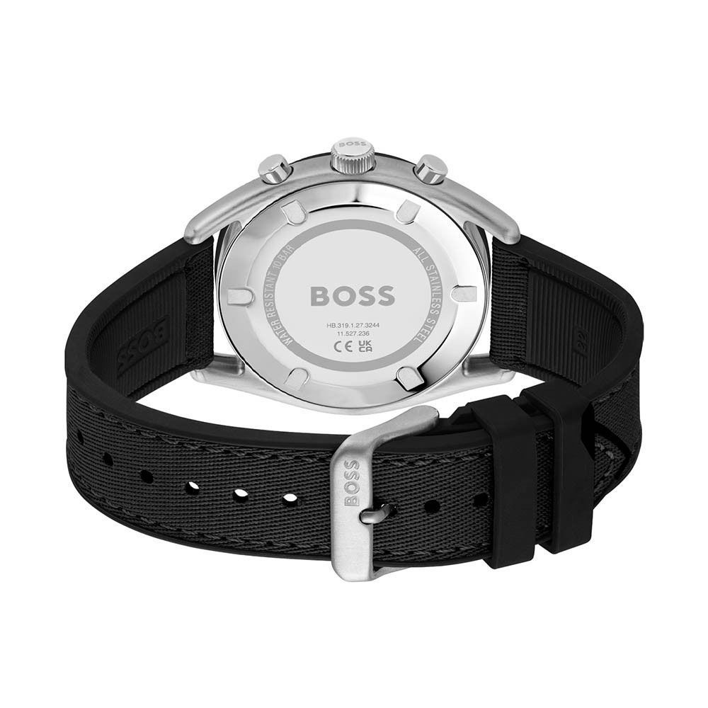 Hugo Boss herenhorloge met zwarte siliconen band en grijze kast Hugo Boss