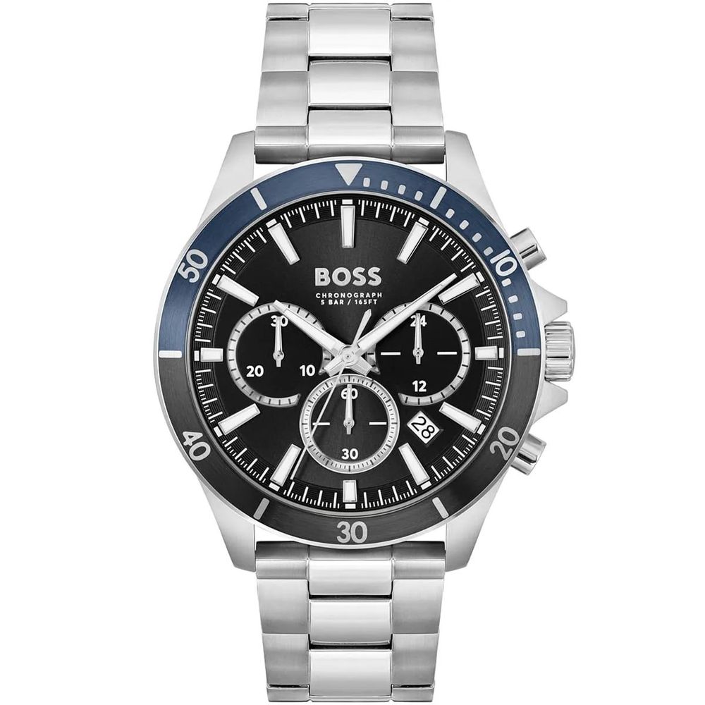 Hugo Boss herenhorloge in grijs roestvrij staal met zwarte wijzerplaat Hugo Boss