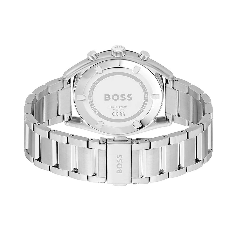 Hugo Boss herenhorloge in grijs roestvrij staal met blauwe wijzerplaat Hugo Boss