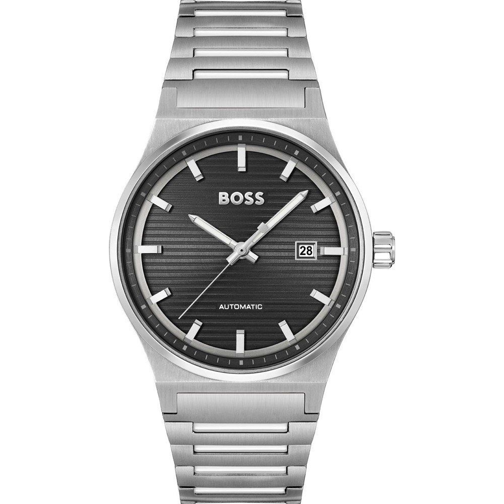 Hugo Boss herenhorloge in grijs roestvrij staal met zwarte wijzerplaat Hugo Boss