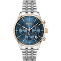 Hugo Boss herenhorloge in grijs roestvrij staal met blauwe wijzerplaat Hugo Boss