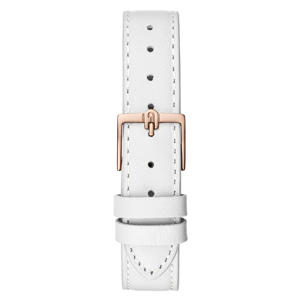 Furla horloge met roségouden kast en witte lederen band