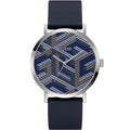 Guess horloge in blauw siliconen met blauwe wijzerplaat Guess