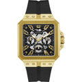 Guess horloge in zwart siliconen met zwarte wijzerplaat Guess