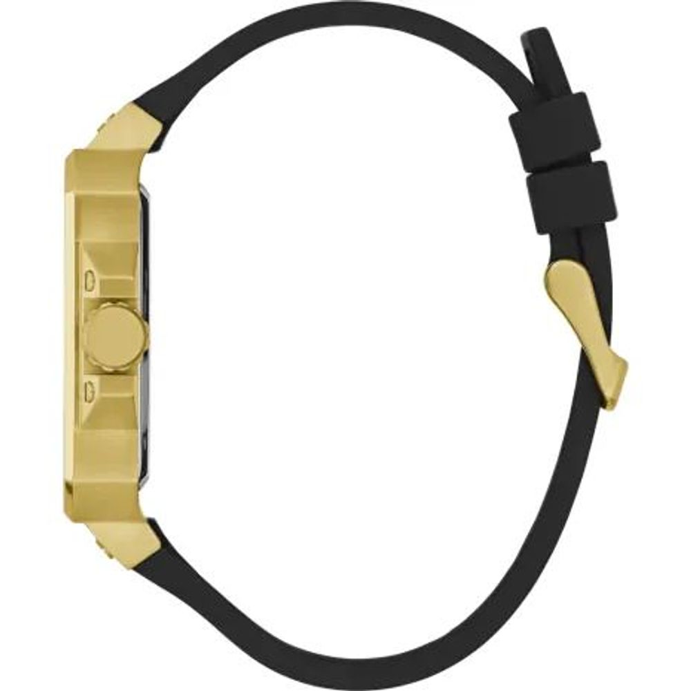 Guess horloge in zwart siliconen met zwarte wijzerplaat Guess