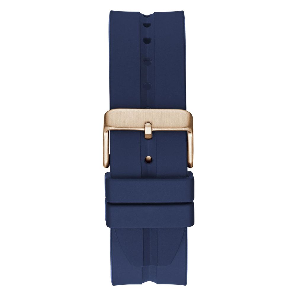Guess horloge in blauw siliconen met blauwe wijzerplaat Guess