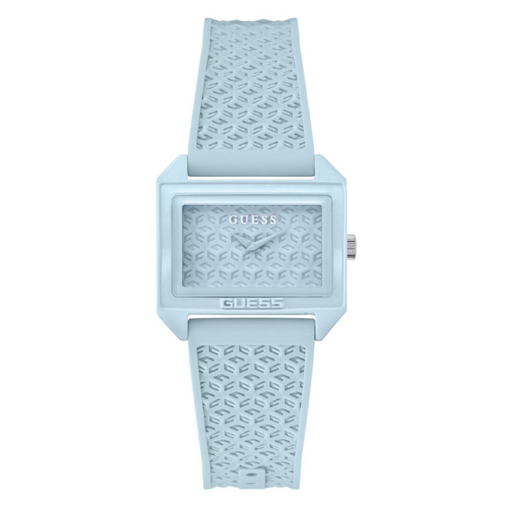 Guess horloge in blauw siliconen met blauwe wijzerplaat Guess