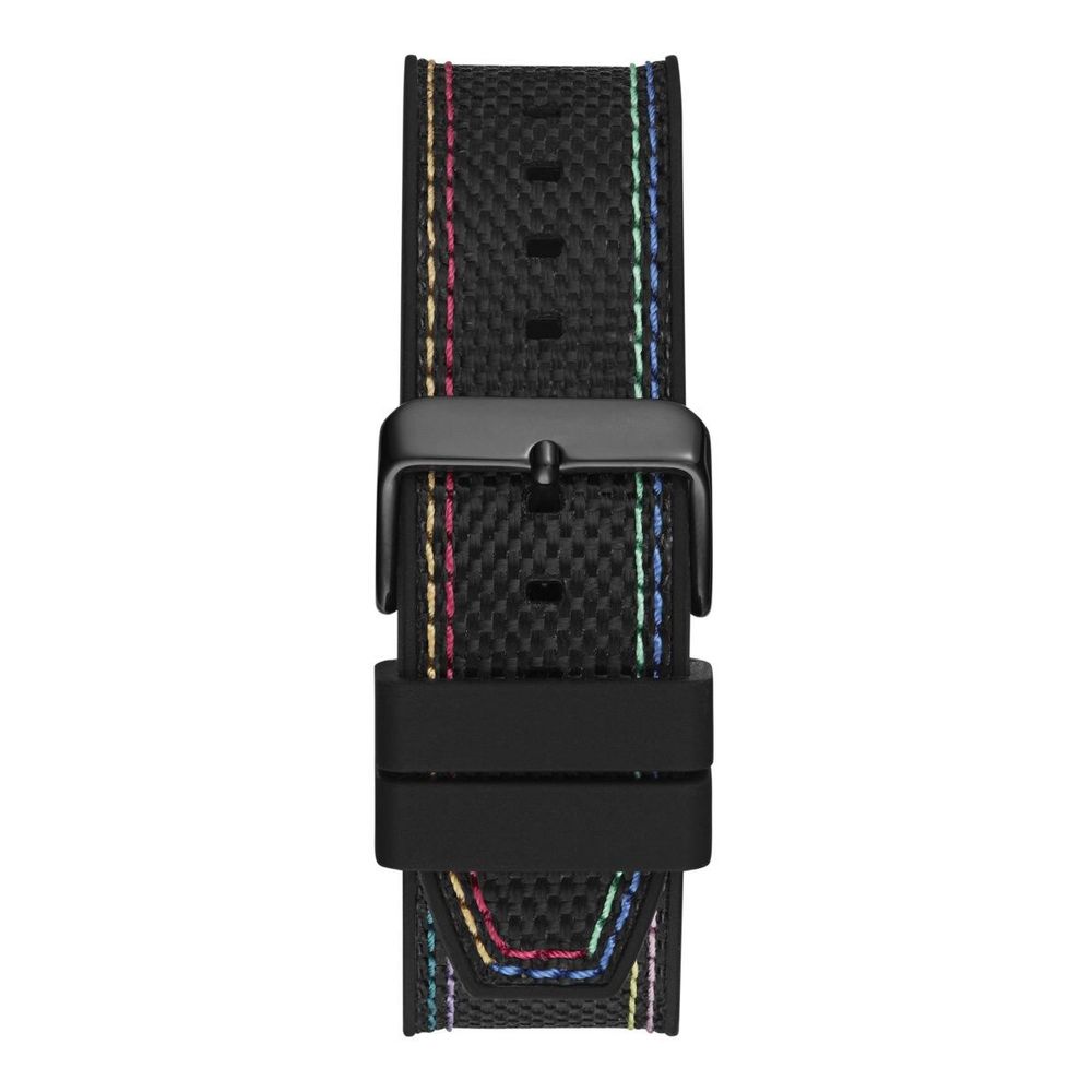 Guess horloge in zwart siliconen met zwarte wijzerplaat Guess