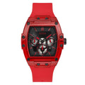 Guess sporthorloge in rood siliconen met zwarte wijzerplaat Guess