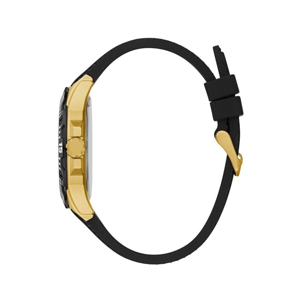 Guess sporthorloge in zwart siliconen met gouden accenten Guess