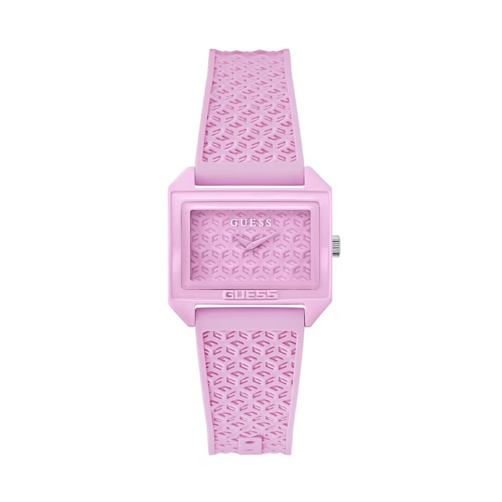 Guess horloge in roze siliconen met roze wijzerplaat