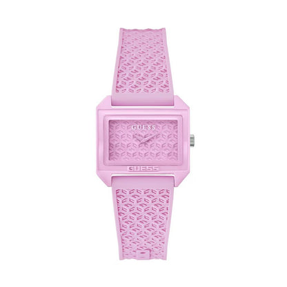 Guess horloge in roze siliconen met roze wijzerplaat Guess