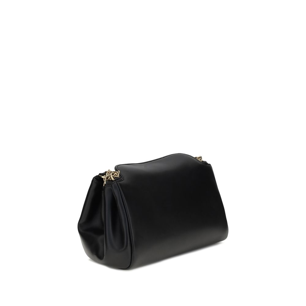 Prada shoulder bag in black lambskin with gold logo detail