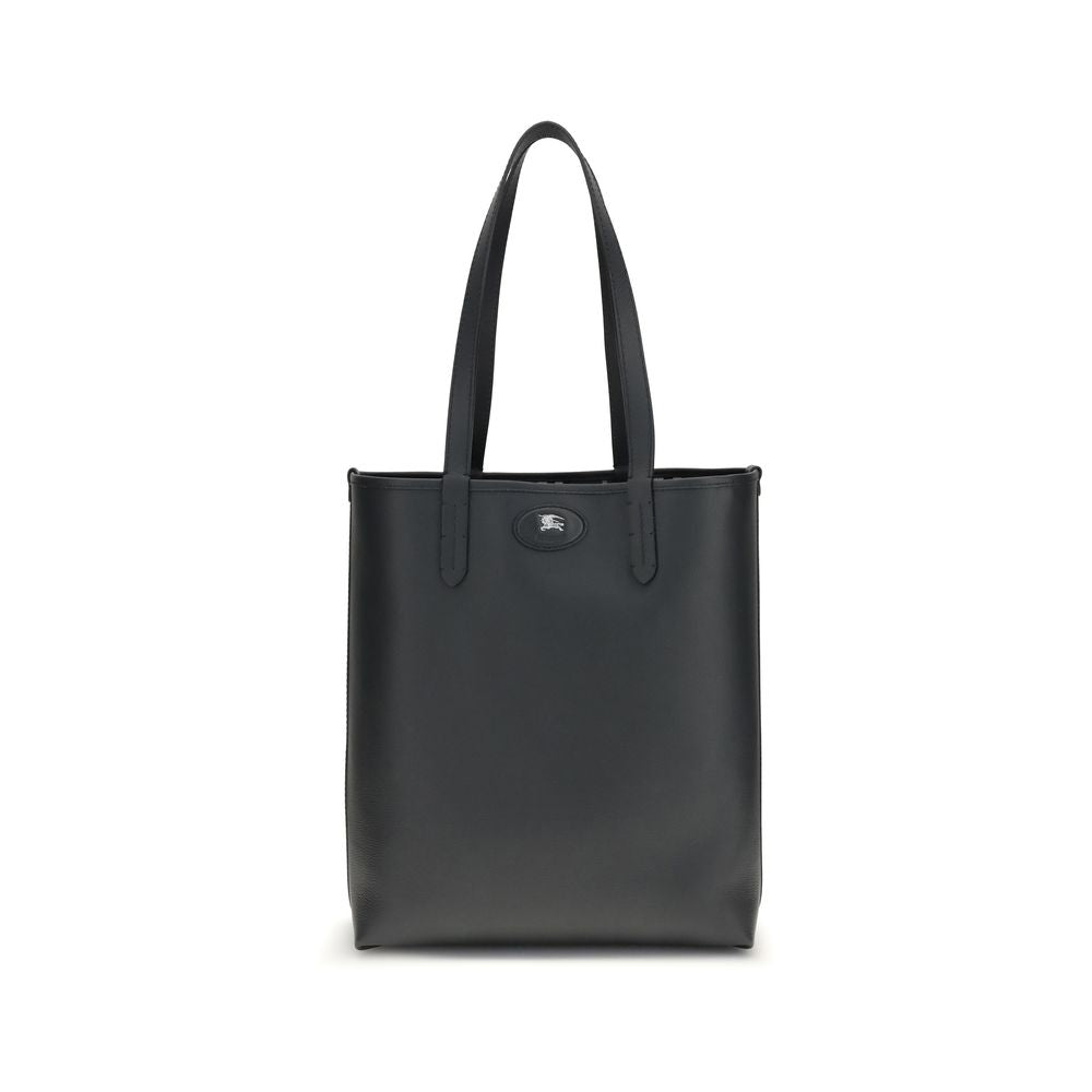 Burberry Bloomsbury Tote schoudertas in zwart kalfsleer met iconische Check-voering Burberry