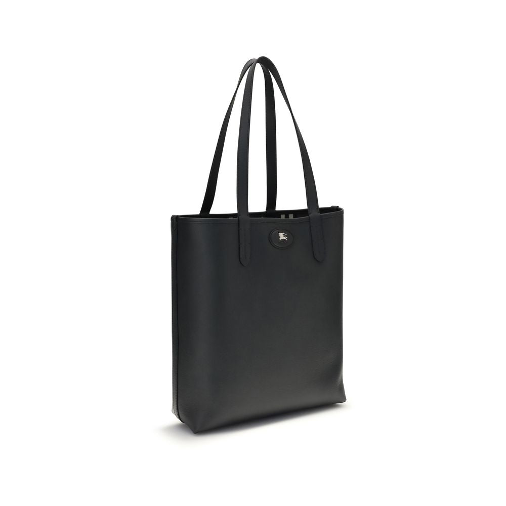 Burberry Bloomsbury Tote schoudertas in zwart kalfsleer met iconische Check-voering Burberry