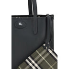 Burberry Bloomsbury Tote schoudertas in zwart kalfsleer met iconische Check-voering Burberry