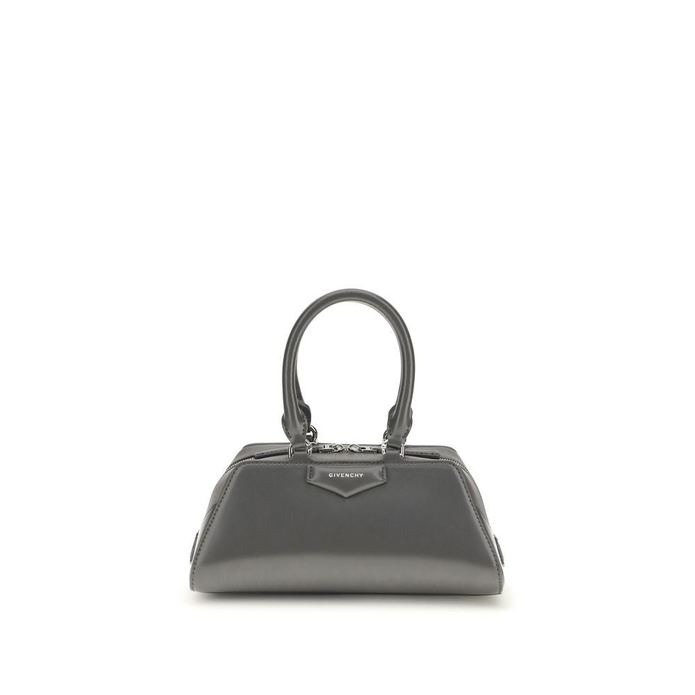 Givenchy Antigona East-West Mini Shoulder Bag in Gray Box Calf Leather with Gold-Colored Details