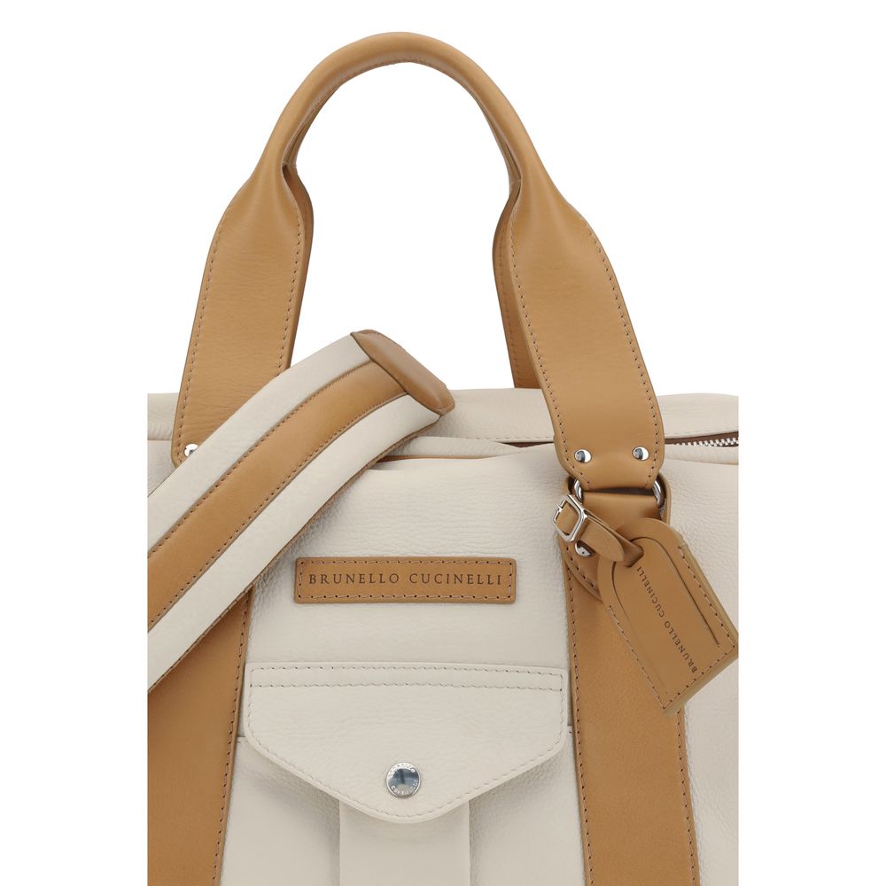 Brunello Cucinelli reistas in beige kalfsleer met afneembare schouderband Brunello Cucinelli