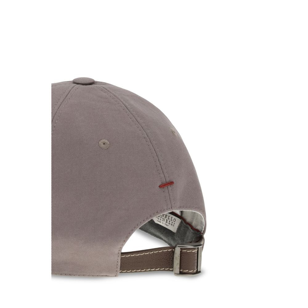 Brunello Cucinelli Brown Cotton Cap (Baseball Hat) Brunello Cucinelli